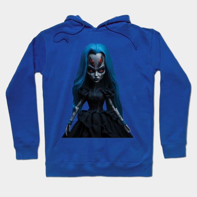 scary blue doll Hoodie by mdr design